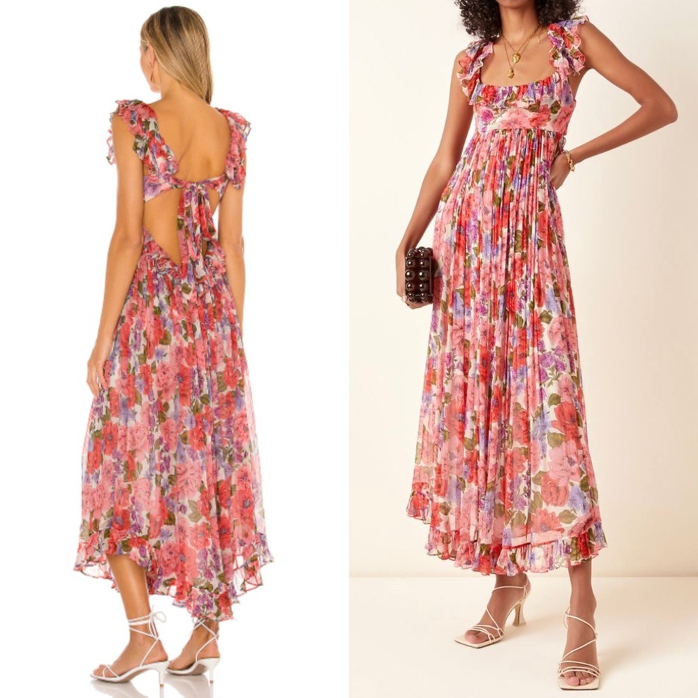 ZIMMERMANN Silk Floral Print Sleeveless Empire Waist Tie Back Lovestruck Dress M - Picture 11 of 16